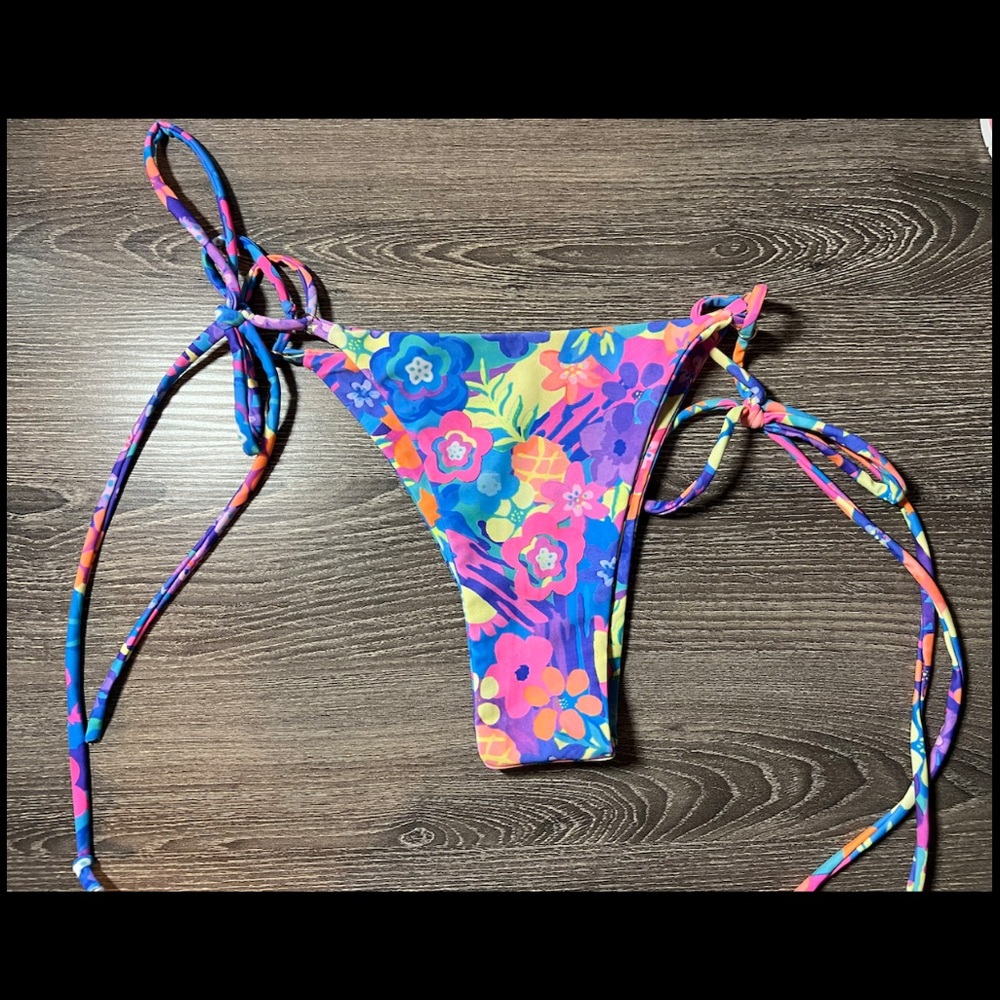 Kulani Kinis Thong Tie Side bikini bottom- Rainbow Jungle